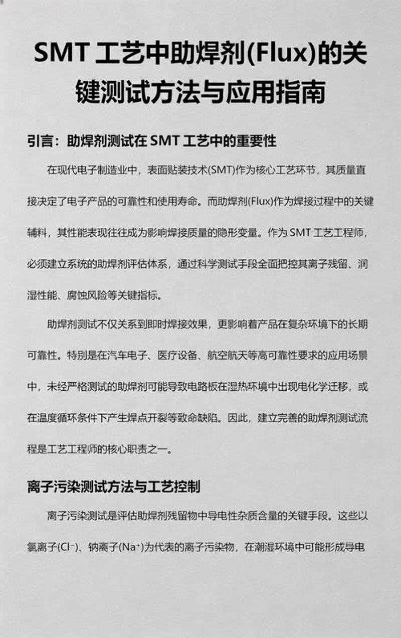 电子助焊剂在电子产品组装中的关键作用